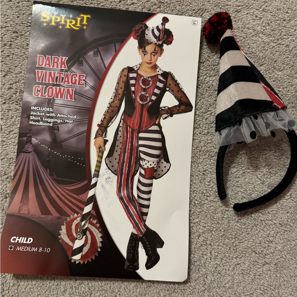Dark vintage clown costume for girls 8-10(M)